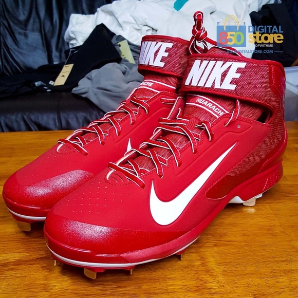 Nike Huarache Pro Mid Metal Baseball Cleats Red - Picture 5 of 7